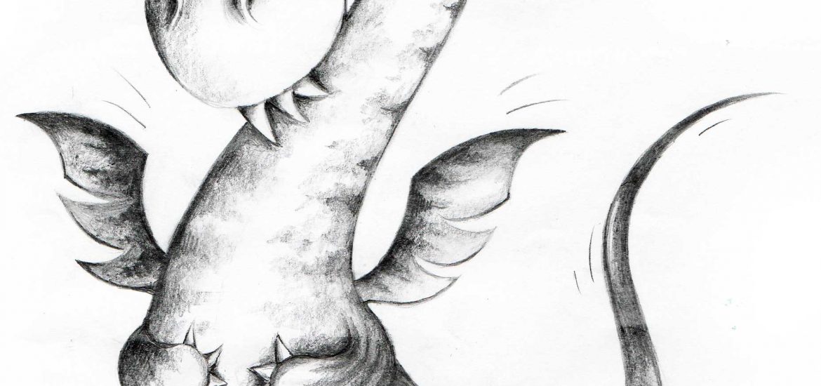 Bleistiftzeichnung kleiner Drache